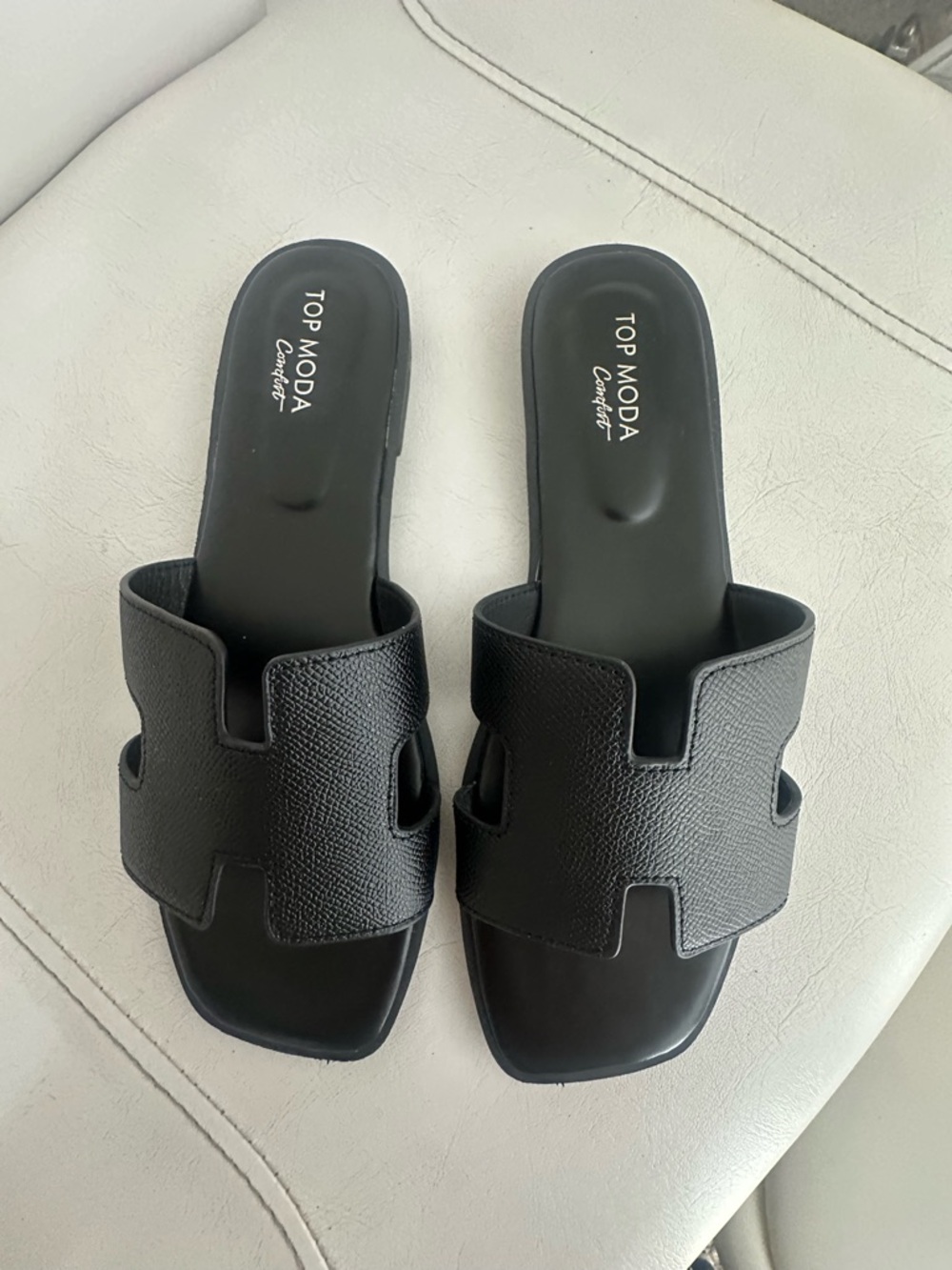 TOP Moda Black Textured Slide Mules - Picture 3 of 5